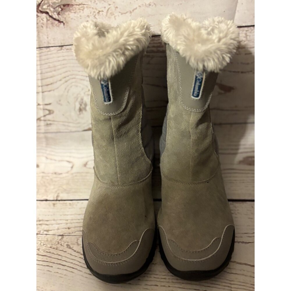 Columbia Gray Suede Fur Top Winter Warm Snow Boots Women’s Size 6 - Picture 9 of 12